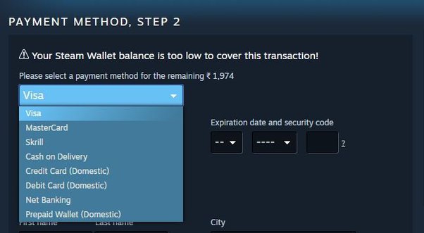 Оплата картой в Steam